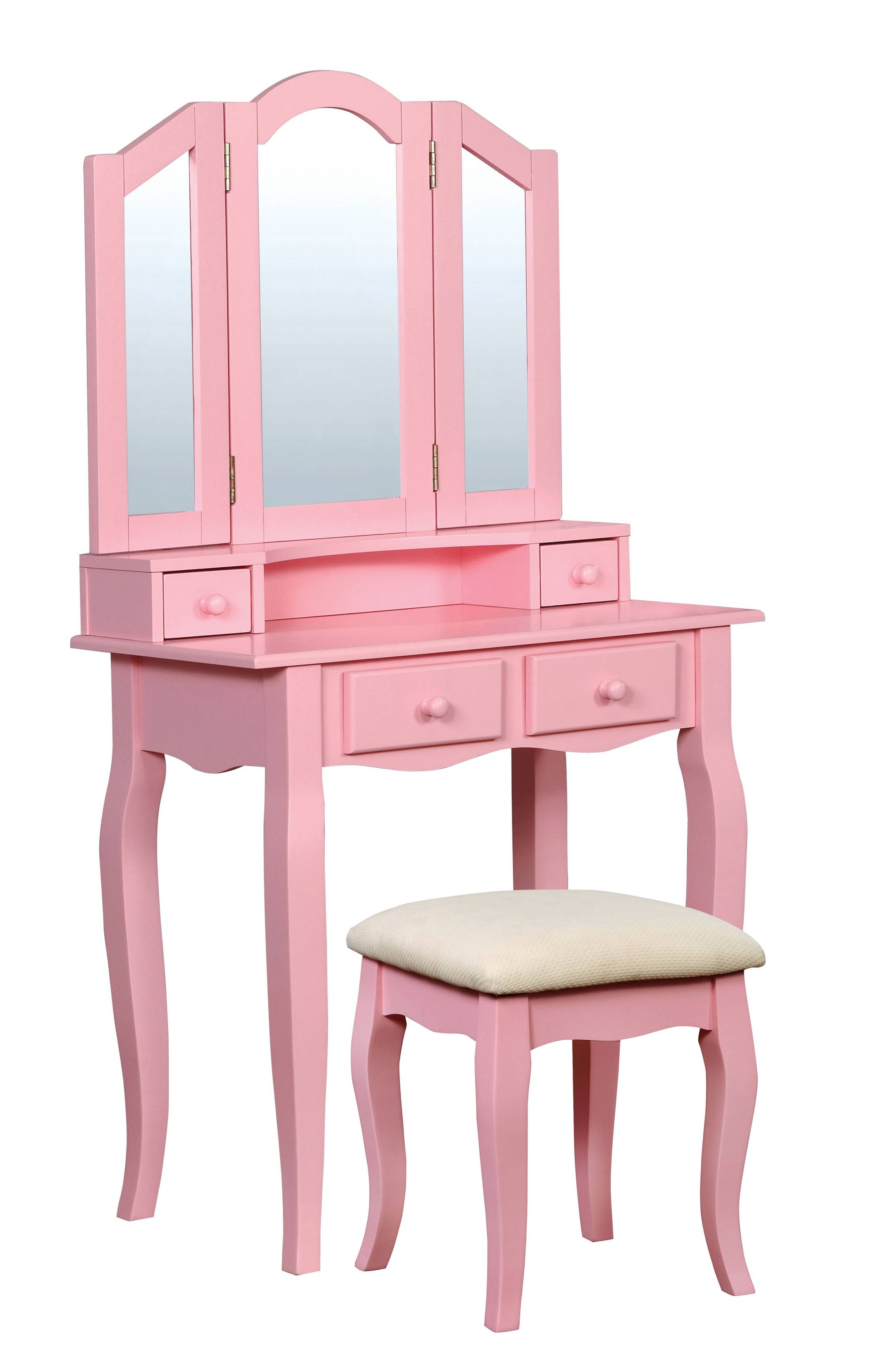 Anais Transitional Solid Wood Vanity Set in Pink